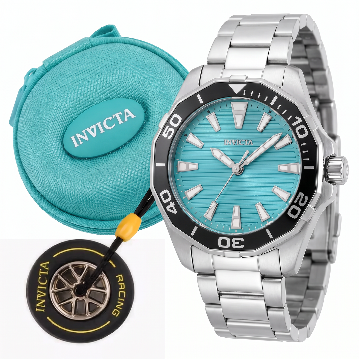 Reloj Invicta Pro Diver 001-GA-M-100 · Set Regalo con Estuche de Viaje y Llavero